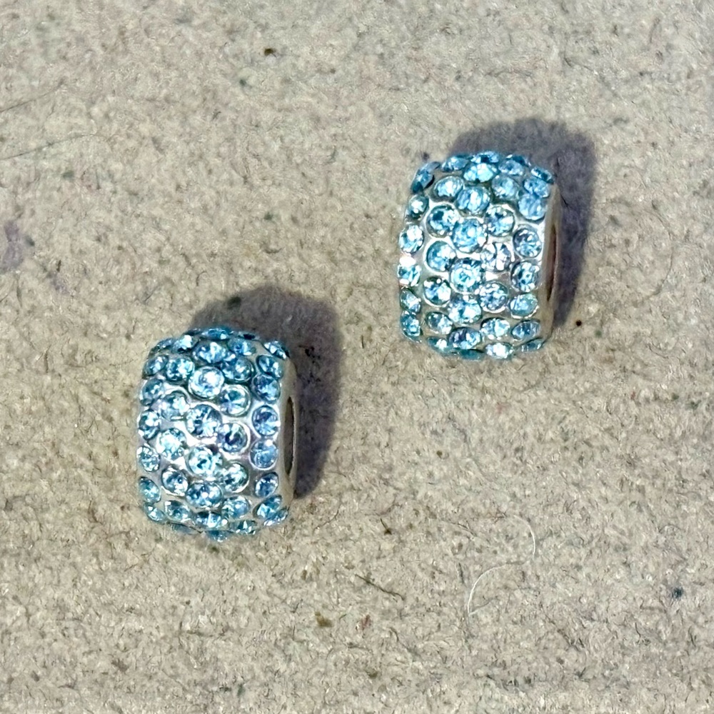 Two Brighton Mini Ice Diva beads Light blue crystals MINI holders ONLY Retired